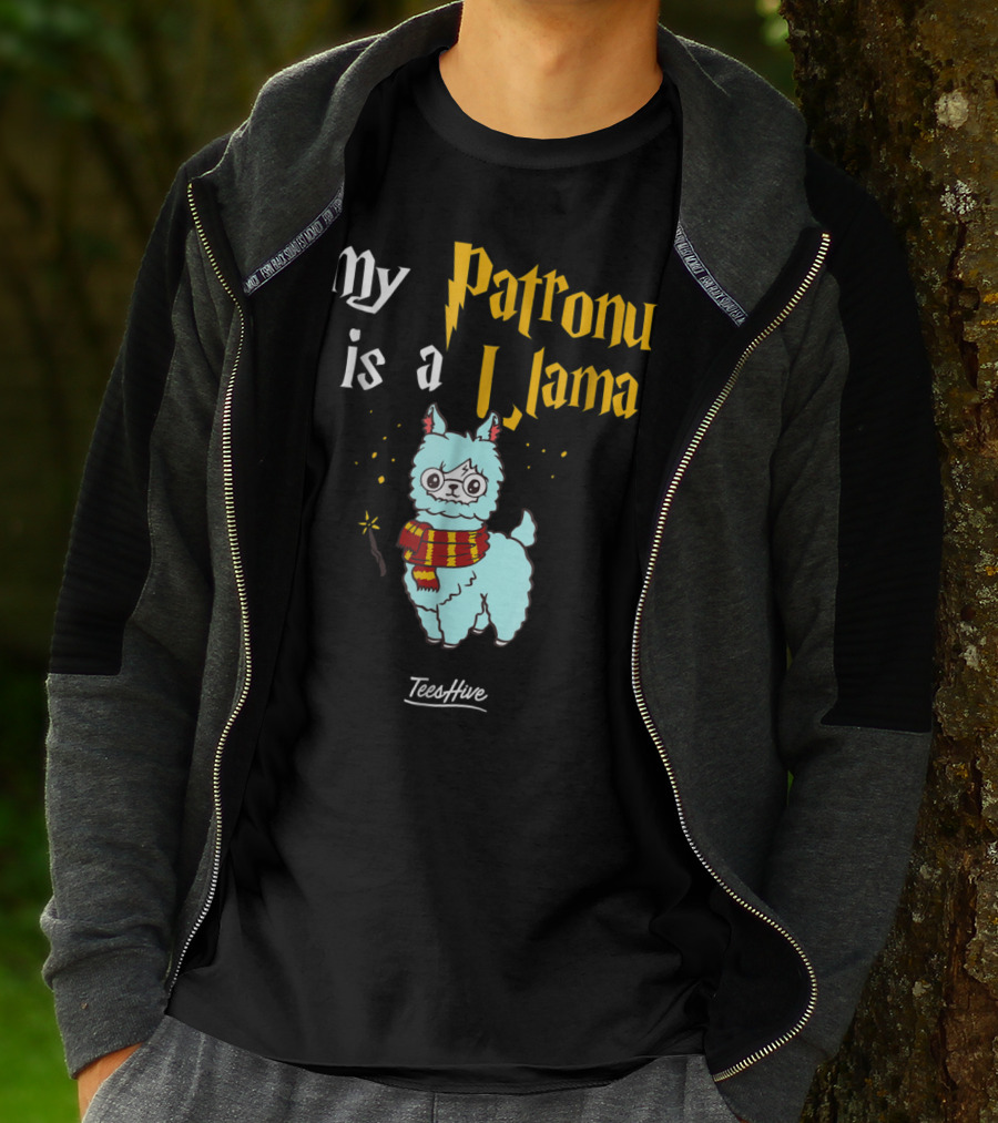 My Patronus Is A Llama Funny Llama Lover Magic Wand Scarf TeesHive T-Shirt