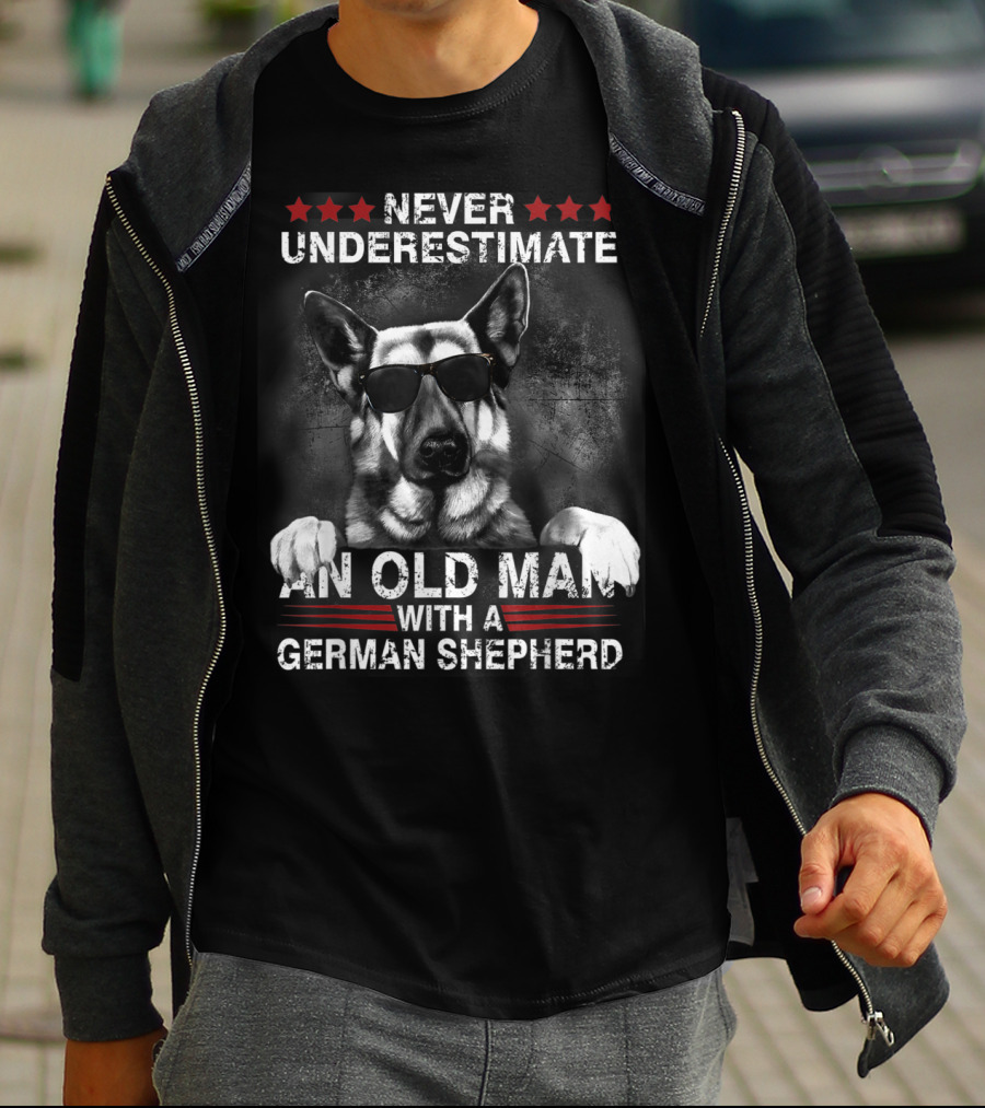 Never Underestimate An Old Man With A German Shepherd T-Shirt