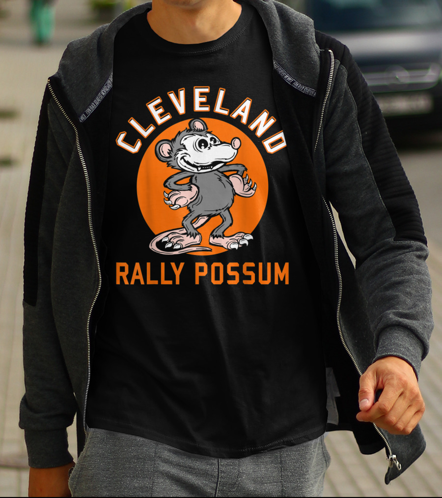 Cleveland Rally Possum Baseball Team Spirit Orange Background T-Shirt