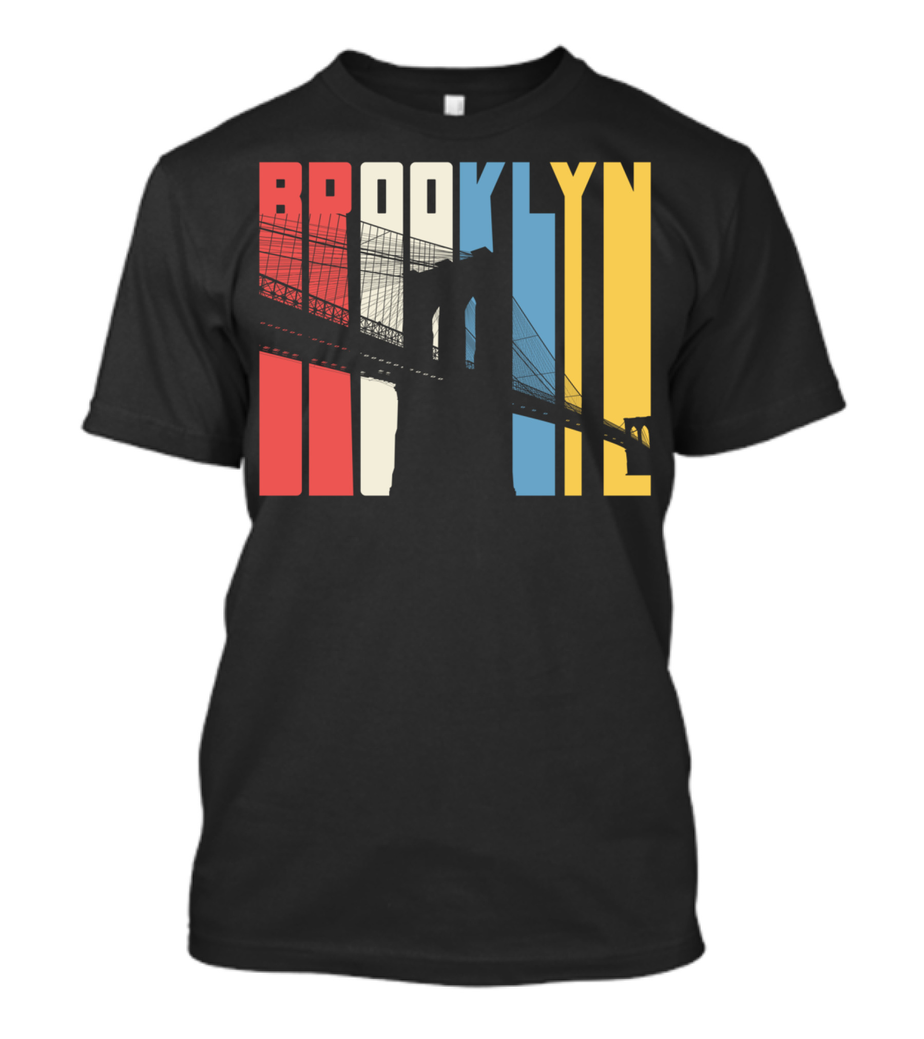 Brooklyn Bridge New York City Red Blue Yellow T-Shirt