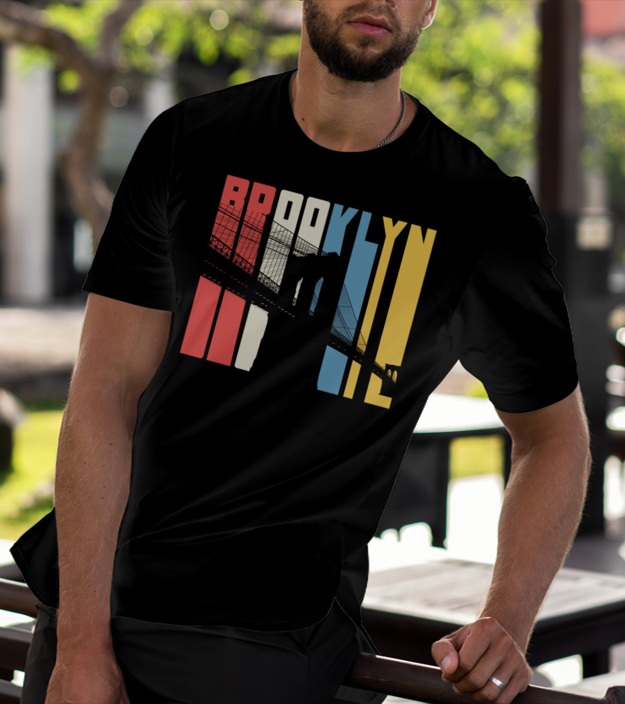 Brooklyn Bridge New York City Red Blue Yellow T-Shirt