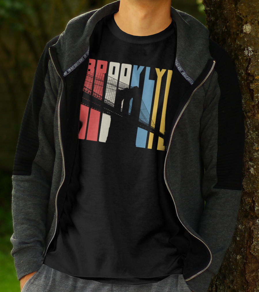 Brooklyn Bridge New York City Red Blue Yellow T-Shirt