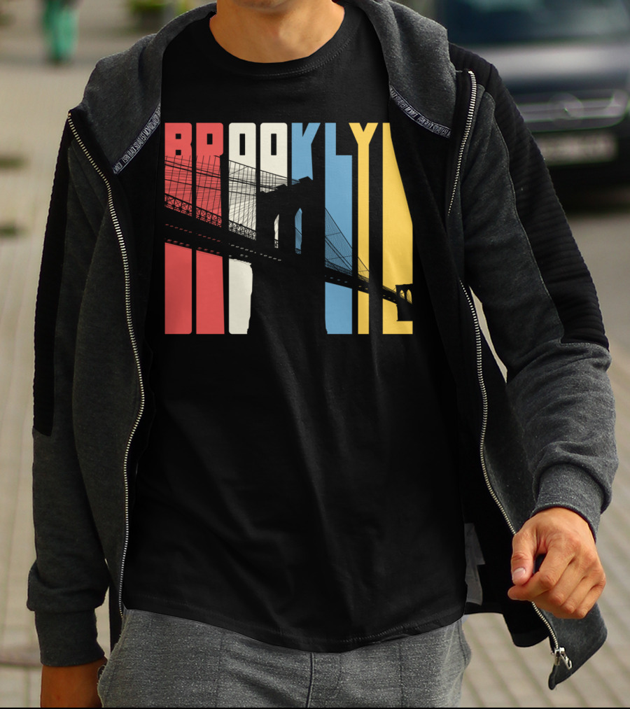 Brooklyn Bridge New York City Red Blue Yellow T-Shirt