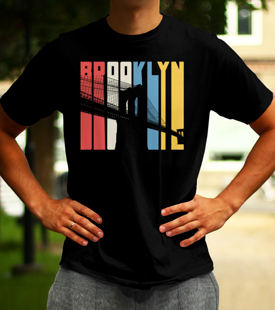 Brooklyn Bridge New York City Red Blue Yellow T-Shirt
