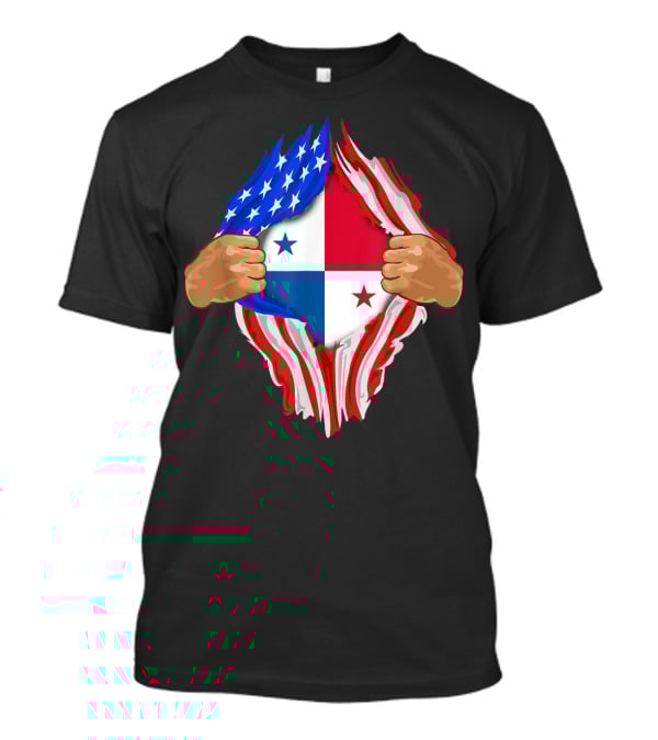 Panamanian Blood Inside Me American Flag Panama Flag Tear T-Shirt