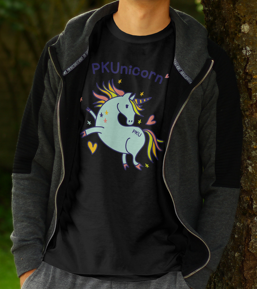 PKUnicorn PKU Awareness Cute Unicorn With Hearts And Stars T-Shirt