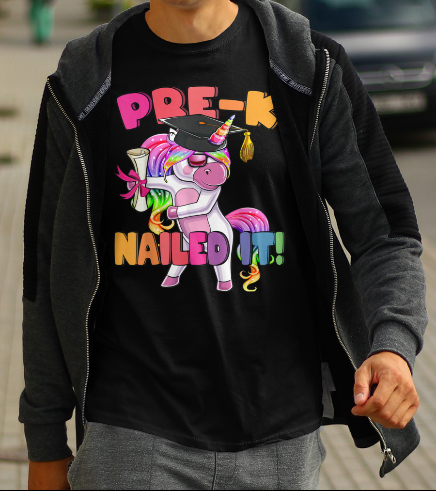 Pre-K Nailed It Flossing Rainbow Unicorn Graduation T-Shirt