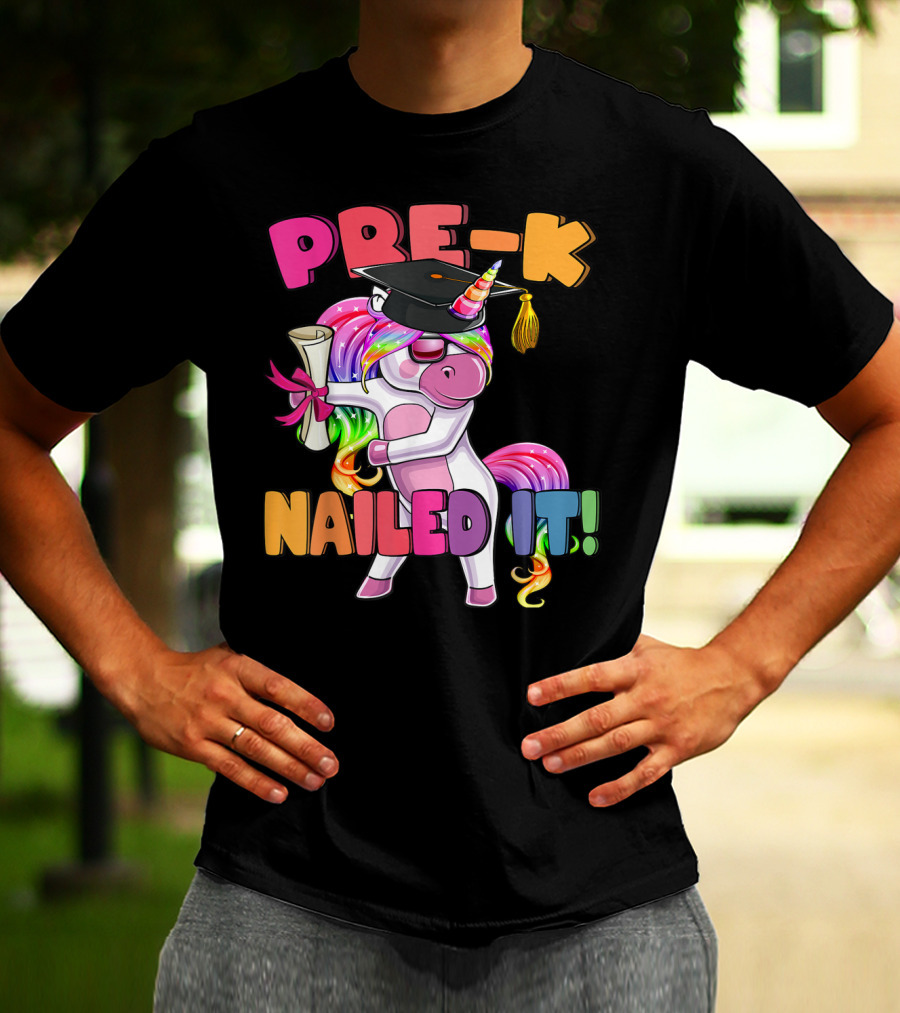 Pre-K Nailed It Flossing Rainbow Unicorn Graduation T-Shirt
