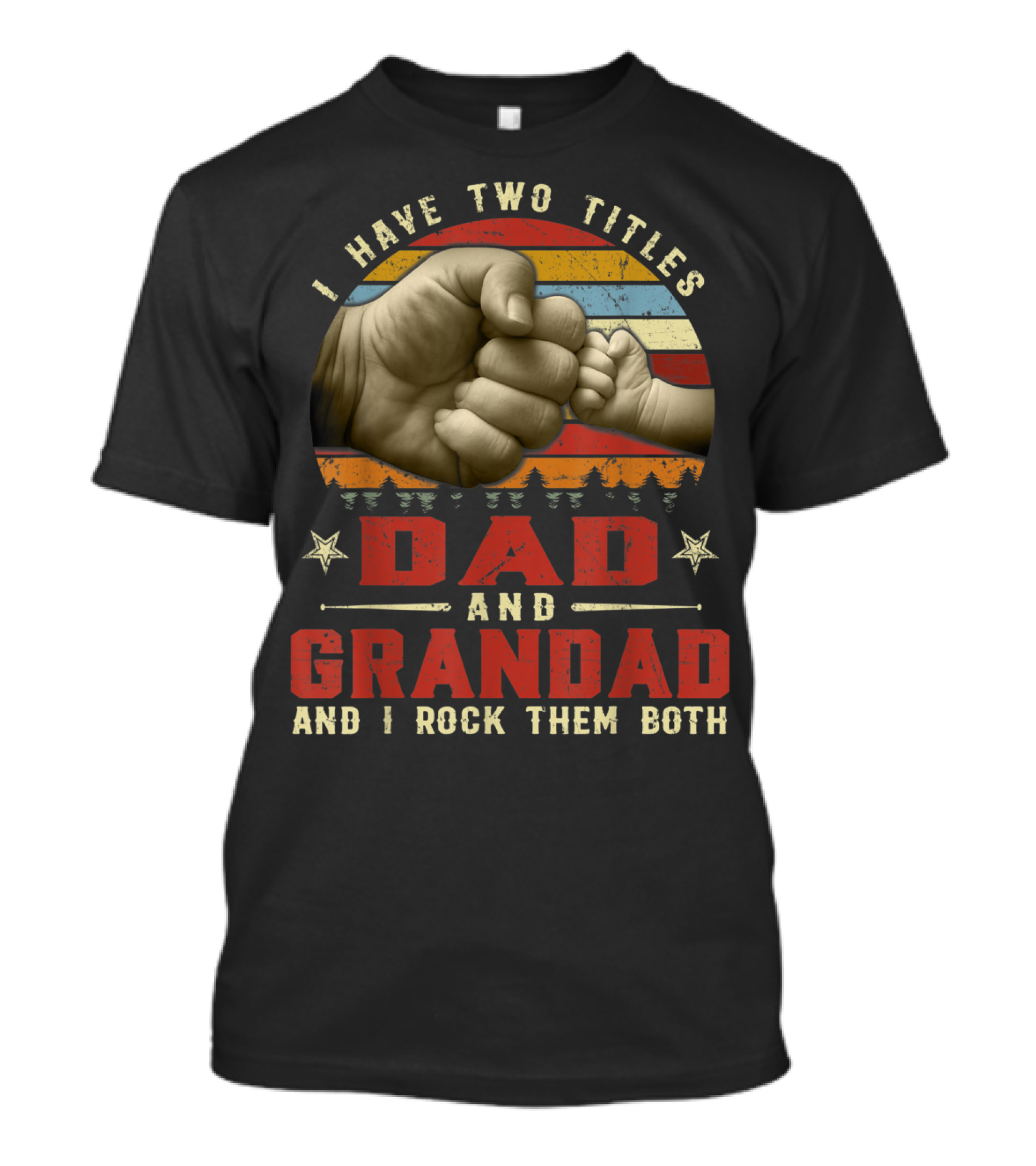 I Have Two Titles Dad And Grandad And I Rock Them Both Retro Vintage Fist Bump T-Shirt