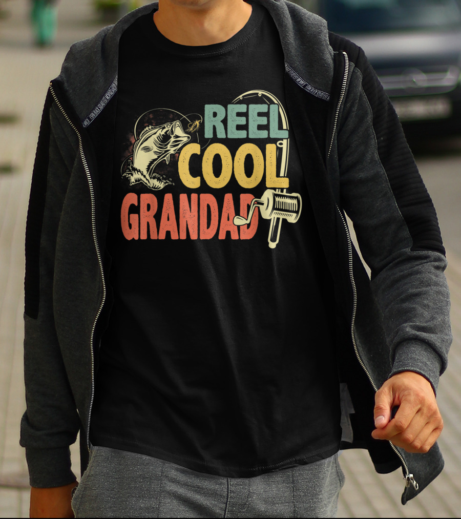 Reel Cool Grandad Retro Vintage Fishing T-Shirt
