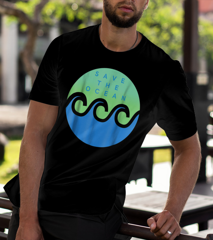 Save The Ocean Stop The Pollution Of Our Seas Waves Circle T-Shirt