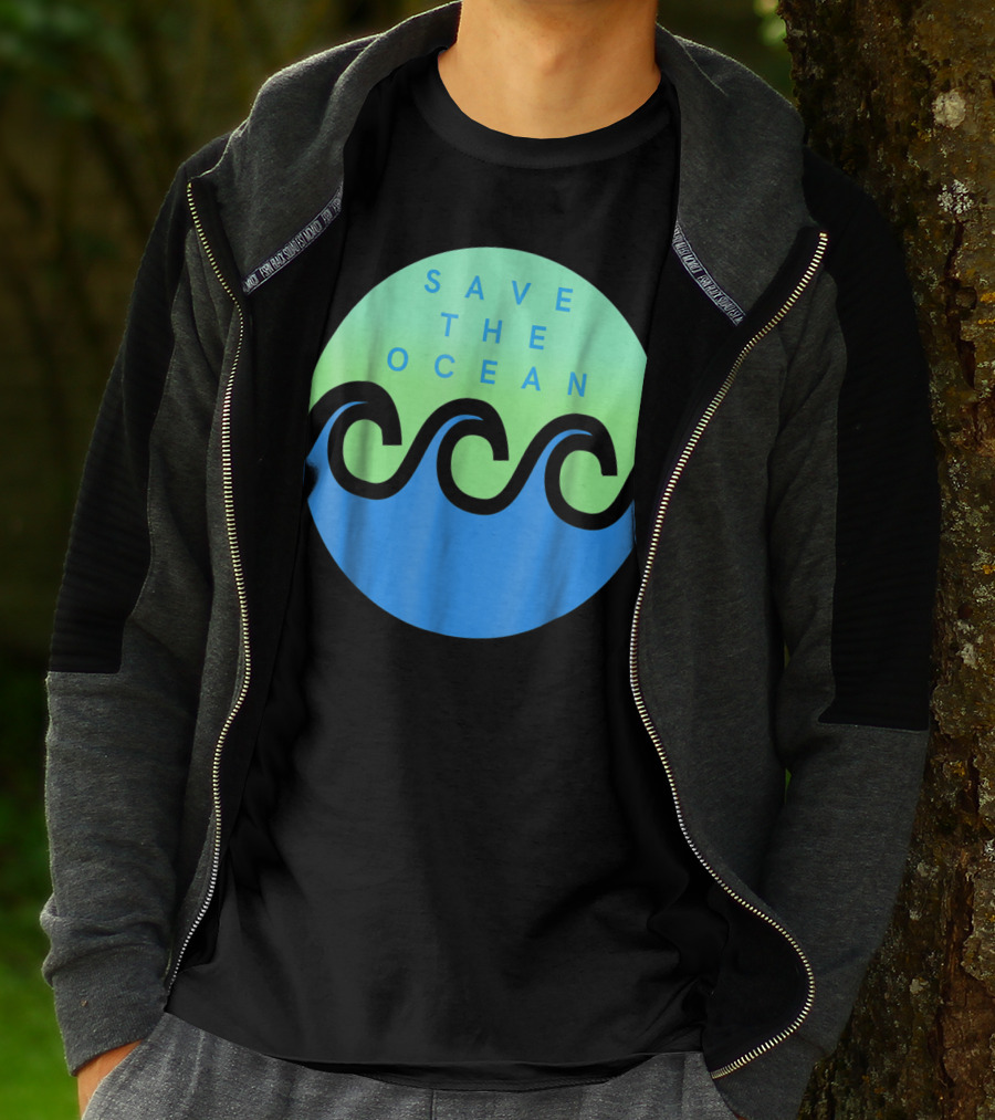 Save The Ocean Stop The Pollution Of Our Seas Waves Circle T-Shirt