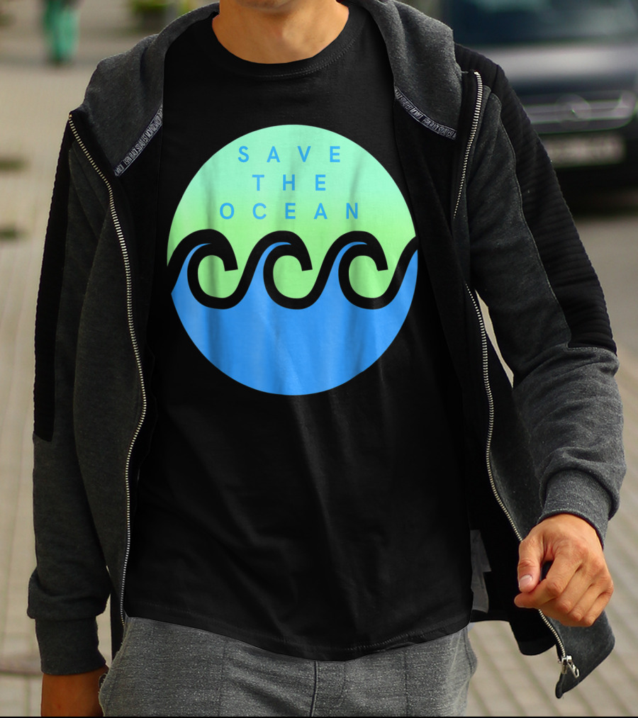 Save The Ocean Stop The Pollution Of Our Seas Waves Circle T-Shirt