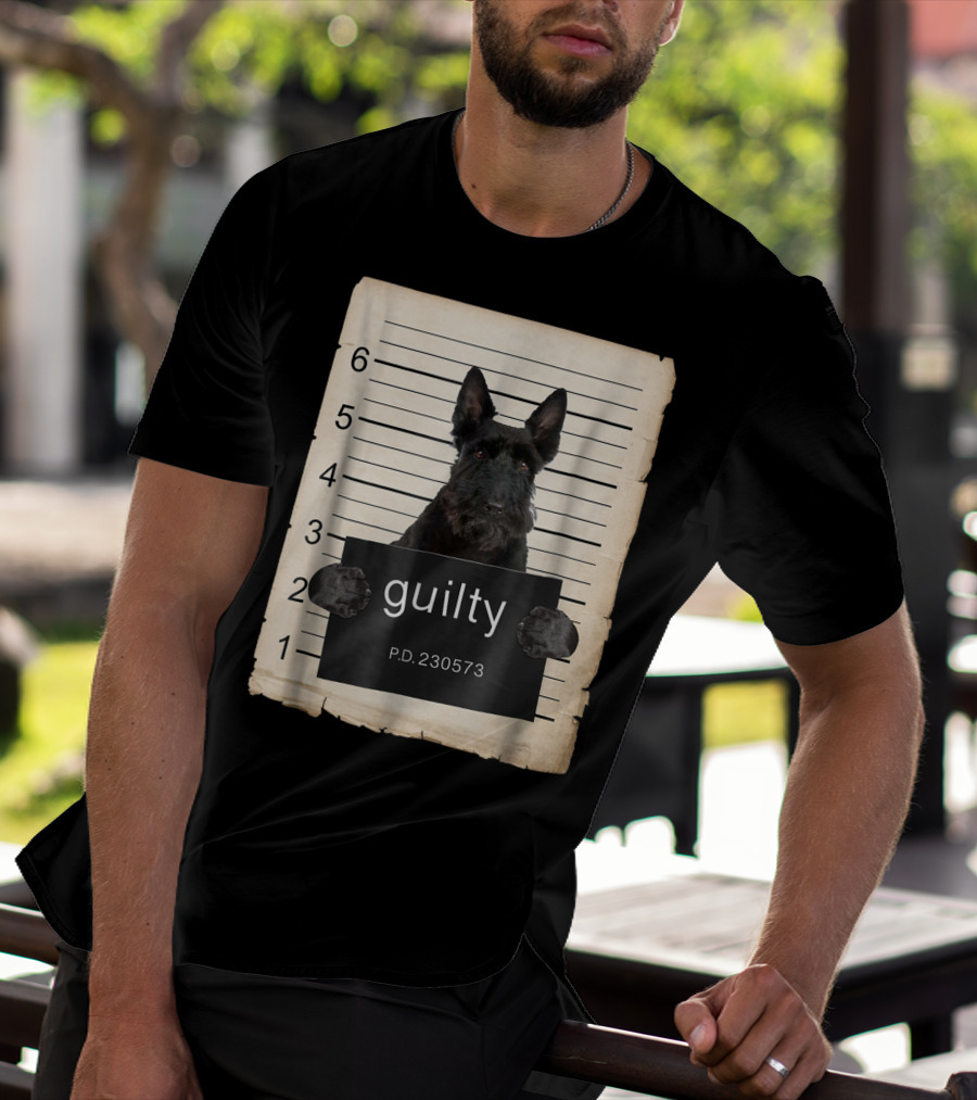 Scottish Terrier Mugshot Guilty Dog P.D. 230573 T-Shirt