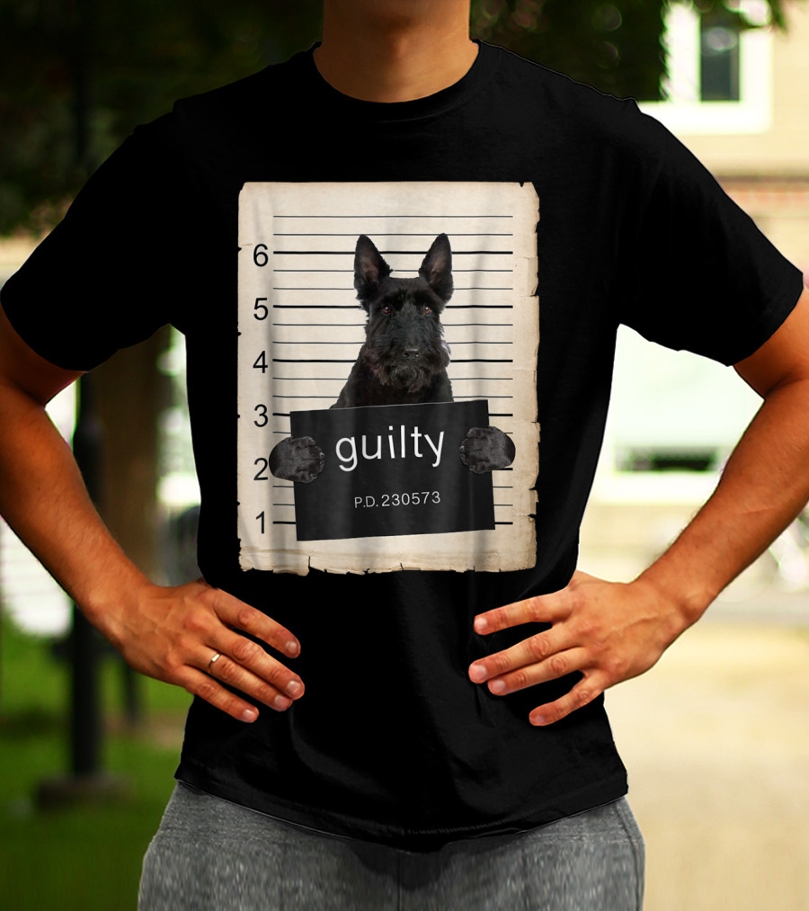 Scottish Terrier Mugshot Guilty Dog P.D. 230573 T-Shirt