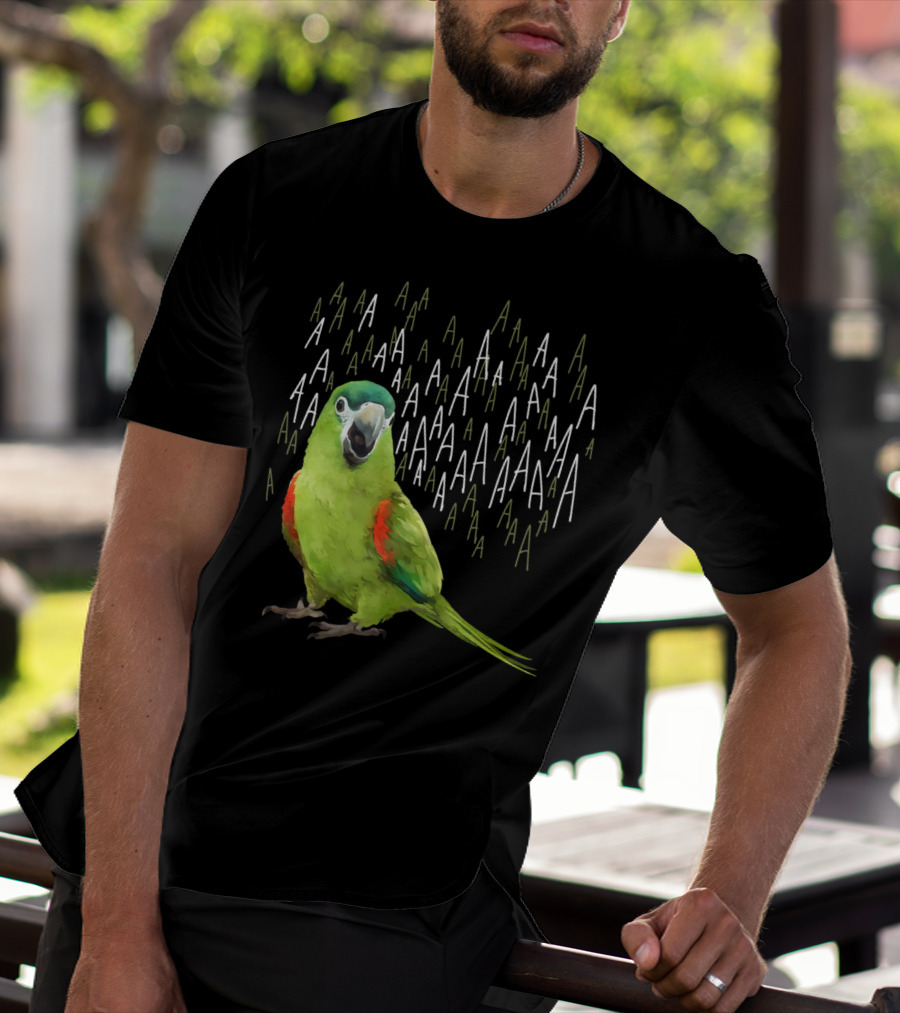Screaming Hahn's Macaw AAAA Repeated Green And Red Parrot T-Shirt