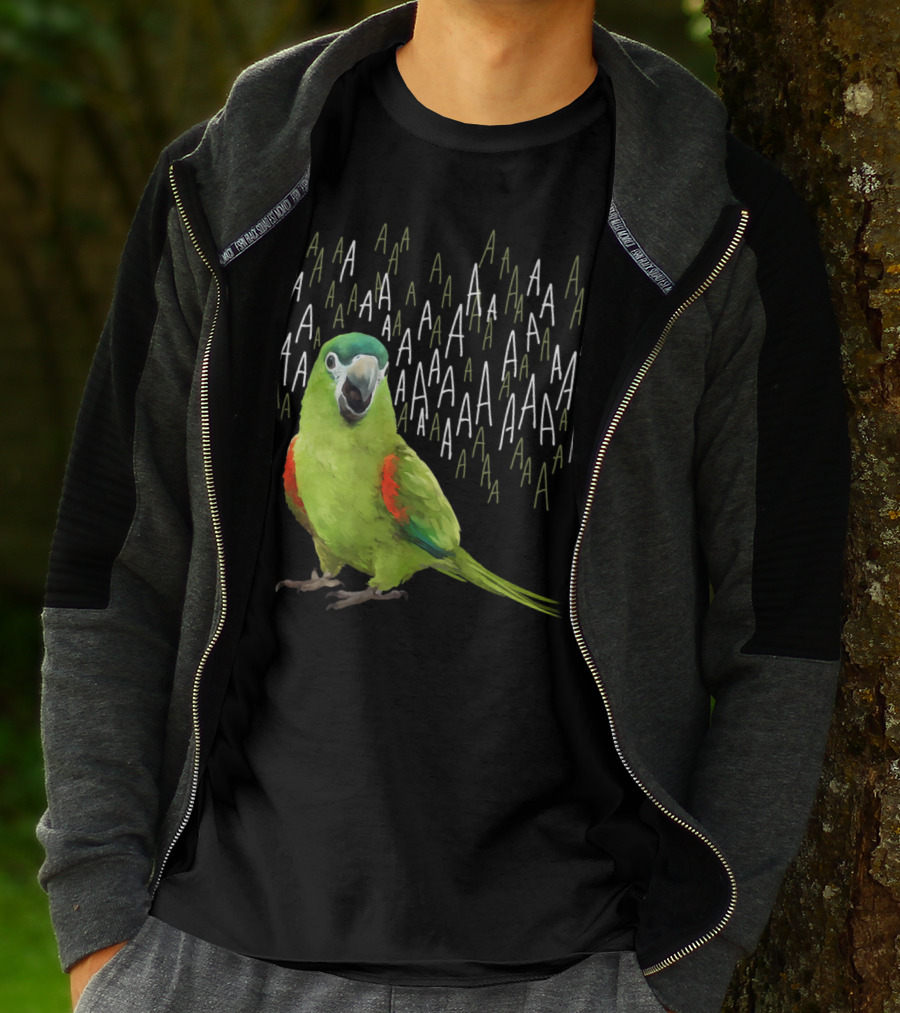 Screaming Hahn's Macaw AAAA Repeated Green And Red Parrot T-Shirt