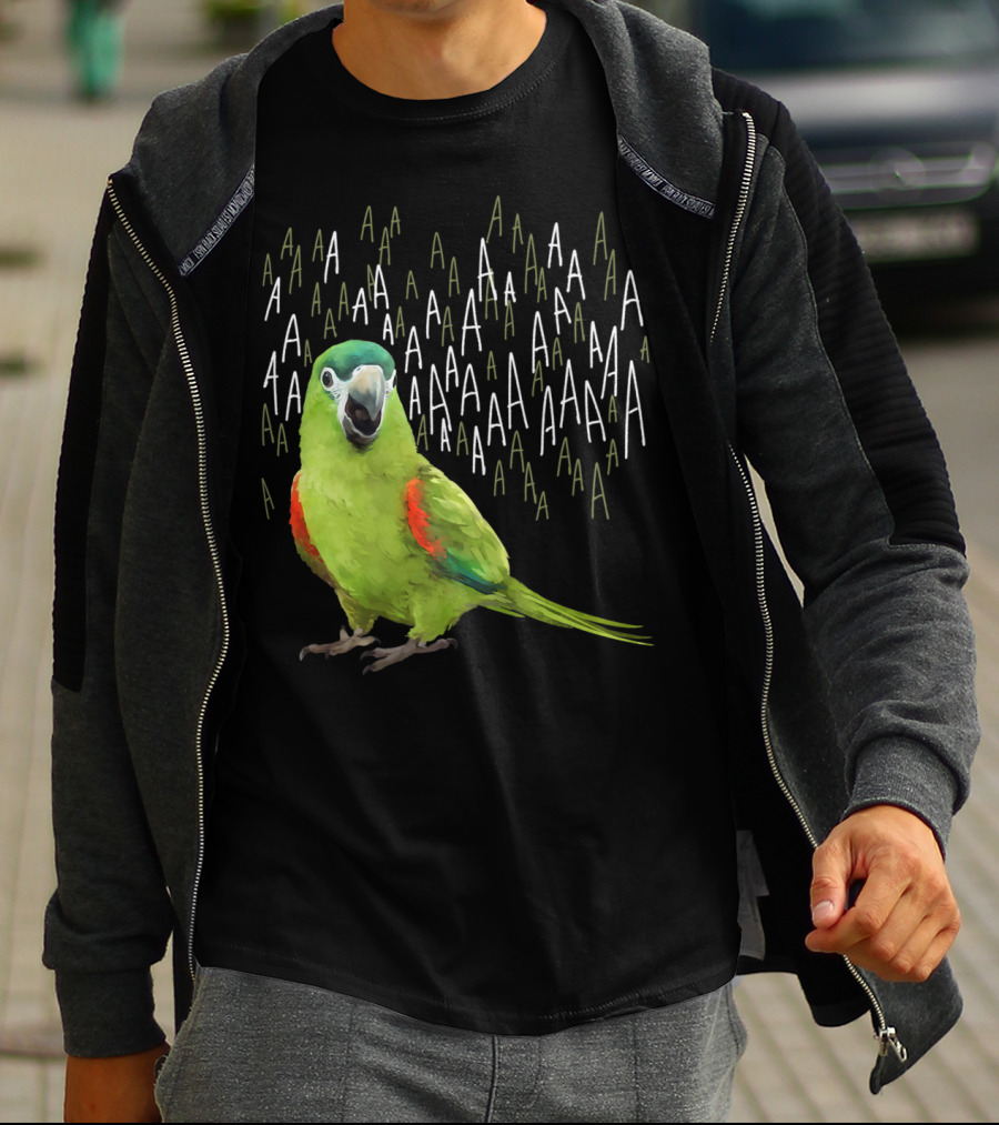 Screaming Hahn's Macaw AAAA Repeated Green And Red Parrot T-Shirt