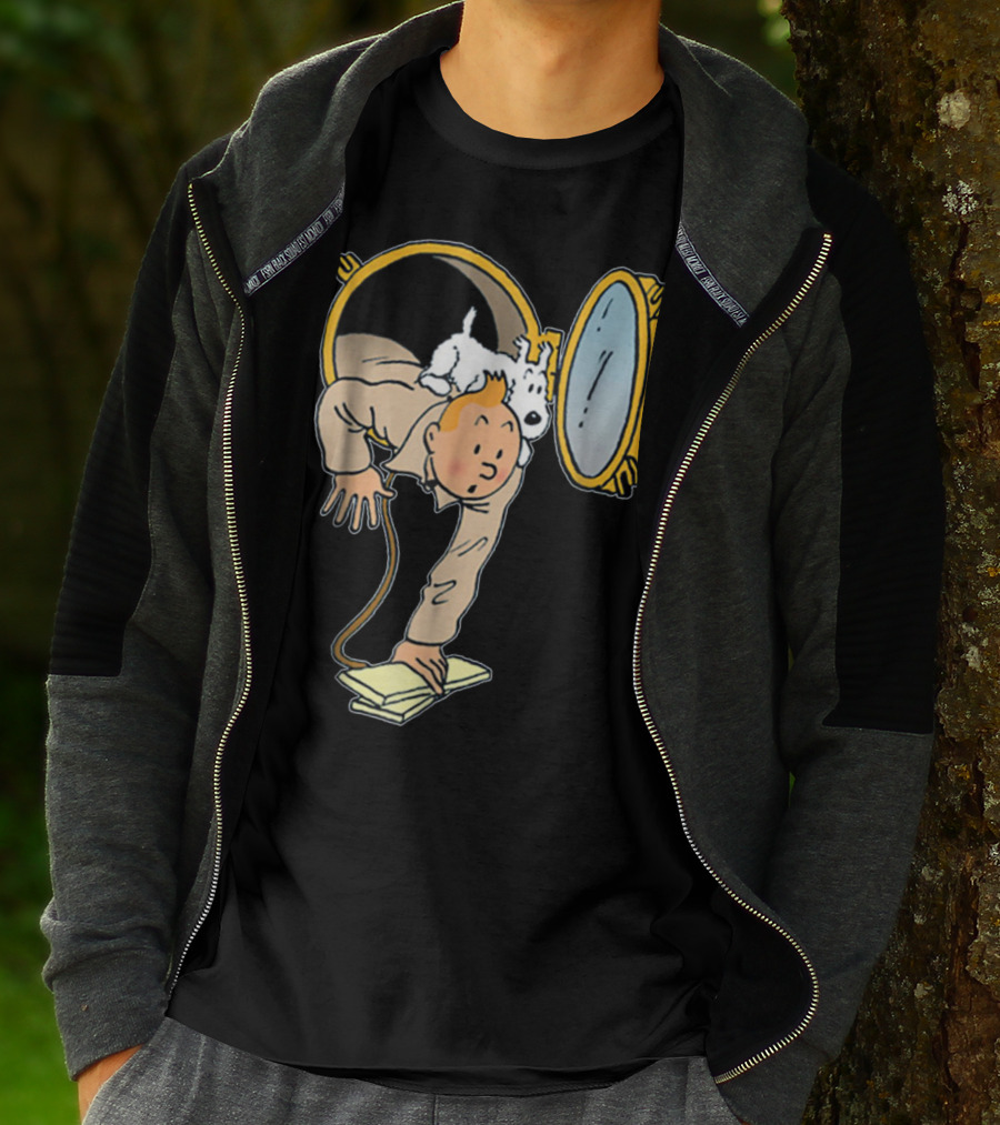 Tintin And Snowy Emerging From Submarine Porthole T-Shirt