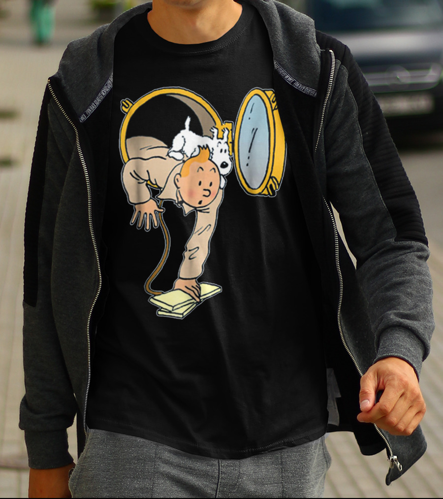 Tintin And Snowy Emerging From Submarine Porthole T-Shirt