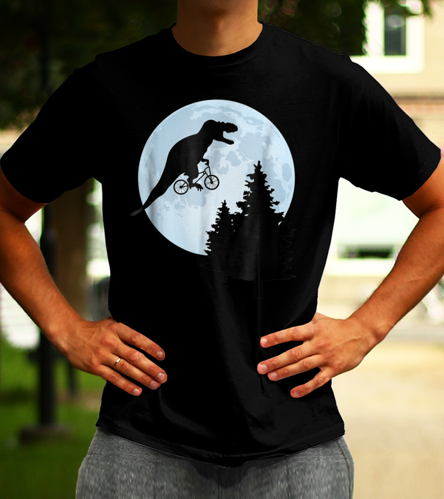 T Rex Bicycle Moon Ride For Funny Rex Lovers T-Shirt