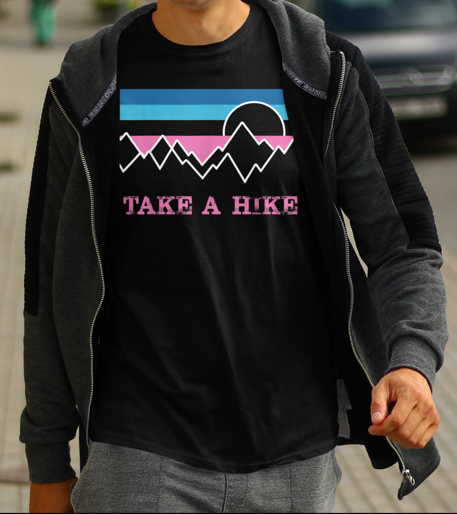 Take A Hike Retro Sunset Mountain Wilderness Outdoor Adventure T-Shirt