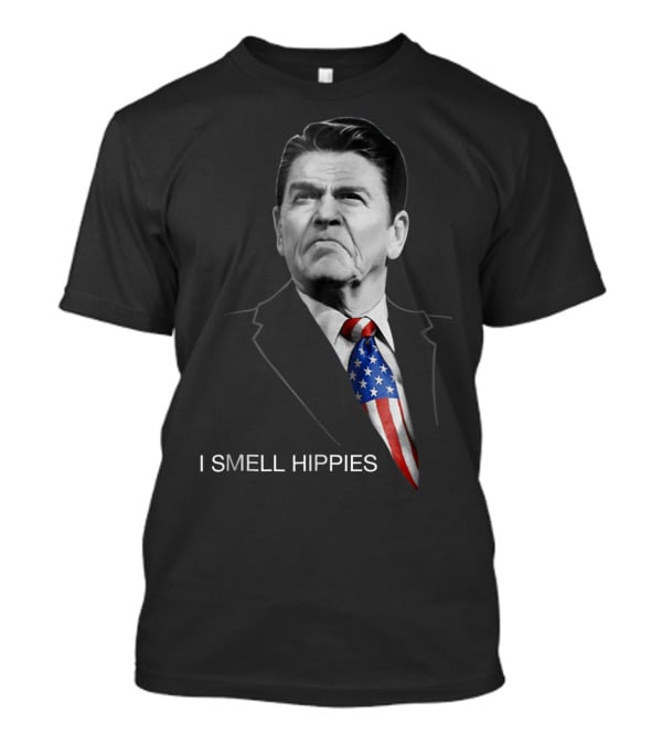Ronald Reagan I Smell Hippies Patriotic Conservative T-Shirt