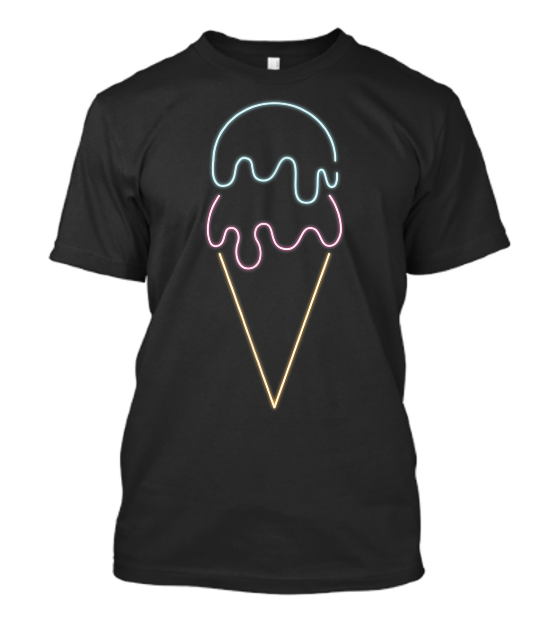 Ice Cream Lover Funny Neon Ice Cream Cone T-Shirt