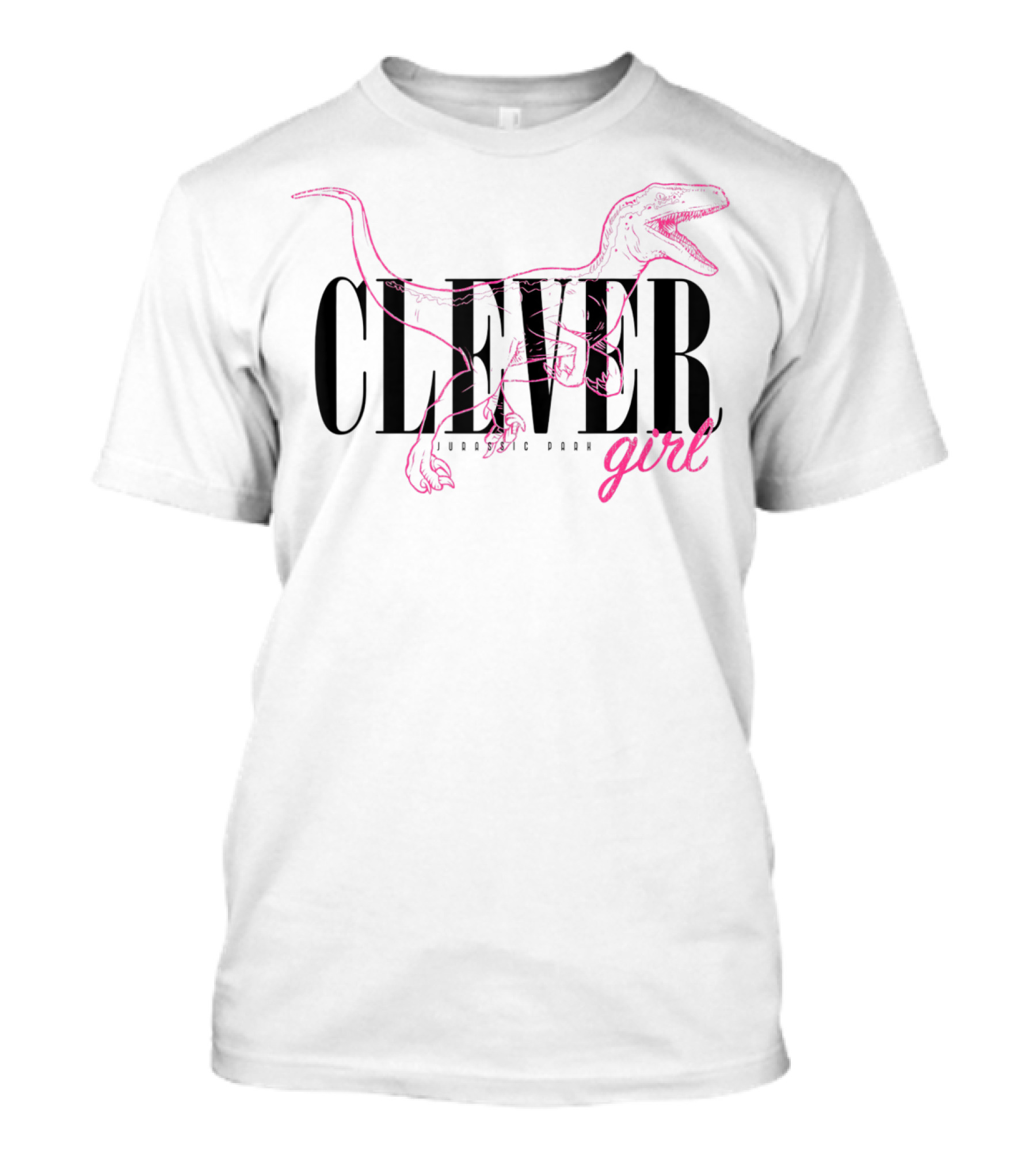 Jurassic Park Clever Girl Neon Pink Raptor Outline T-Shirt