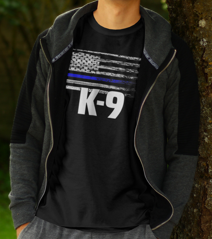 K-9 Police USA Flag Law Enforcement Officer LEO Cops T-Shirt