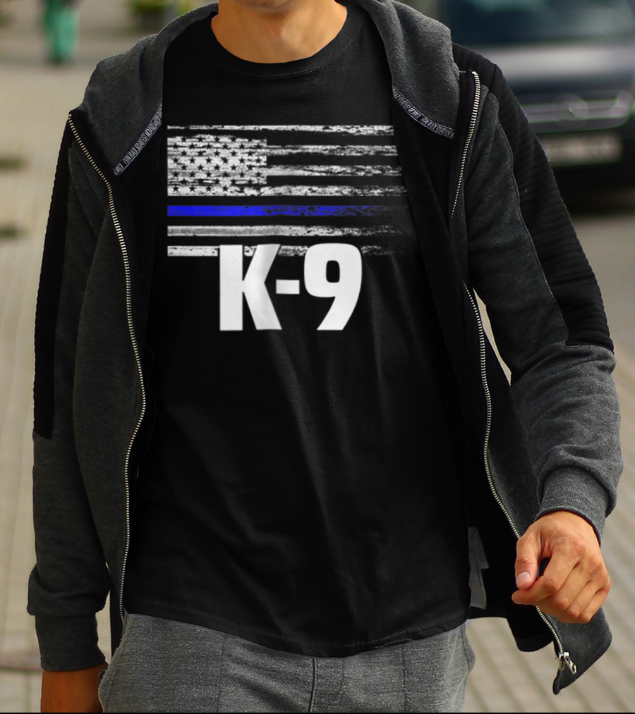 K-9 Police USA Flag Law Enforcement Officer LEO Cops T-Shirt