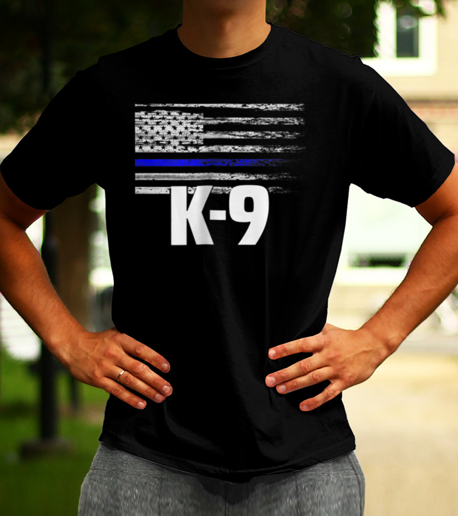 K-9 Police USA Flag Law Enforcement Officer LEO Cops T-Shirt