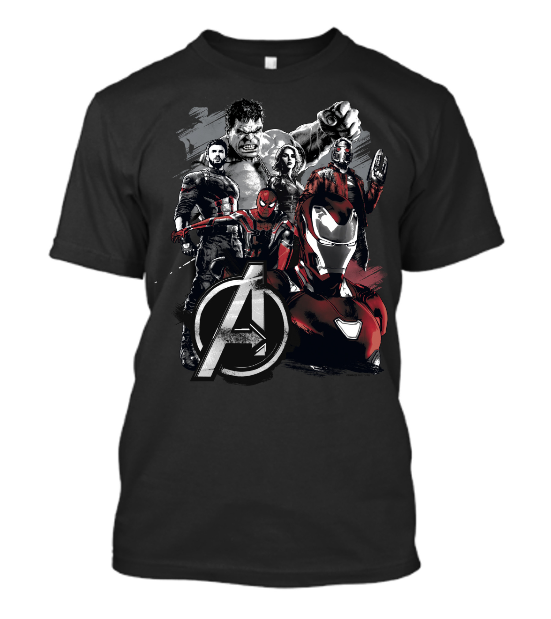 Marvel Avengers Infinity War Grunge Iron Man Spider-Man Captain America Hulk Black Widow Star-Lord T-Shirt