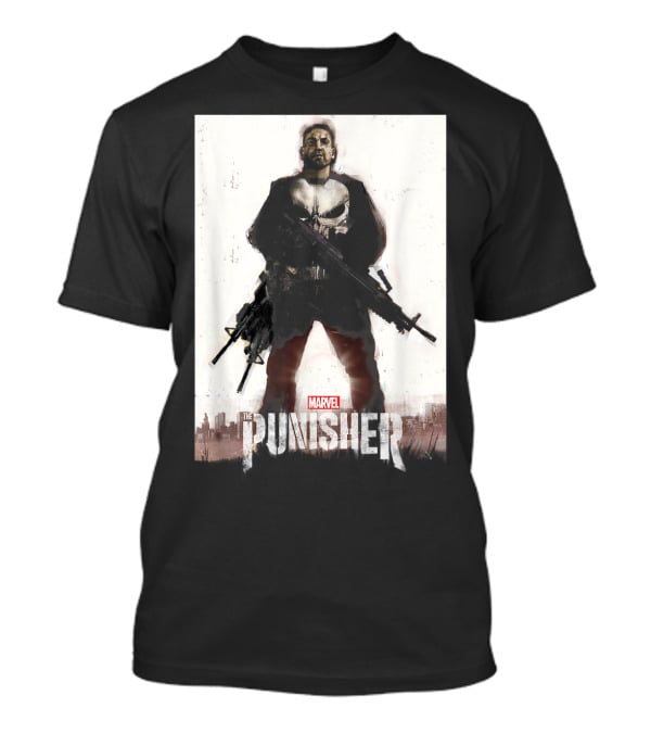 Marvel The Punisher Frank Castle One Man Army Standing With Weapons And Skull Emblem T-Shirt