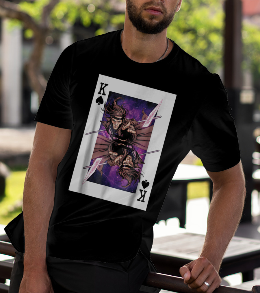 Marvel X Men Gambit King Of Spades Playing Card Character T-Shirt