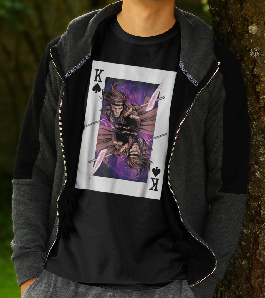 Marvel X Men Gambit King Of Spades Playing Card Character T-Shirt