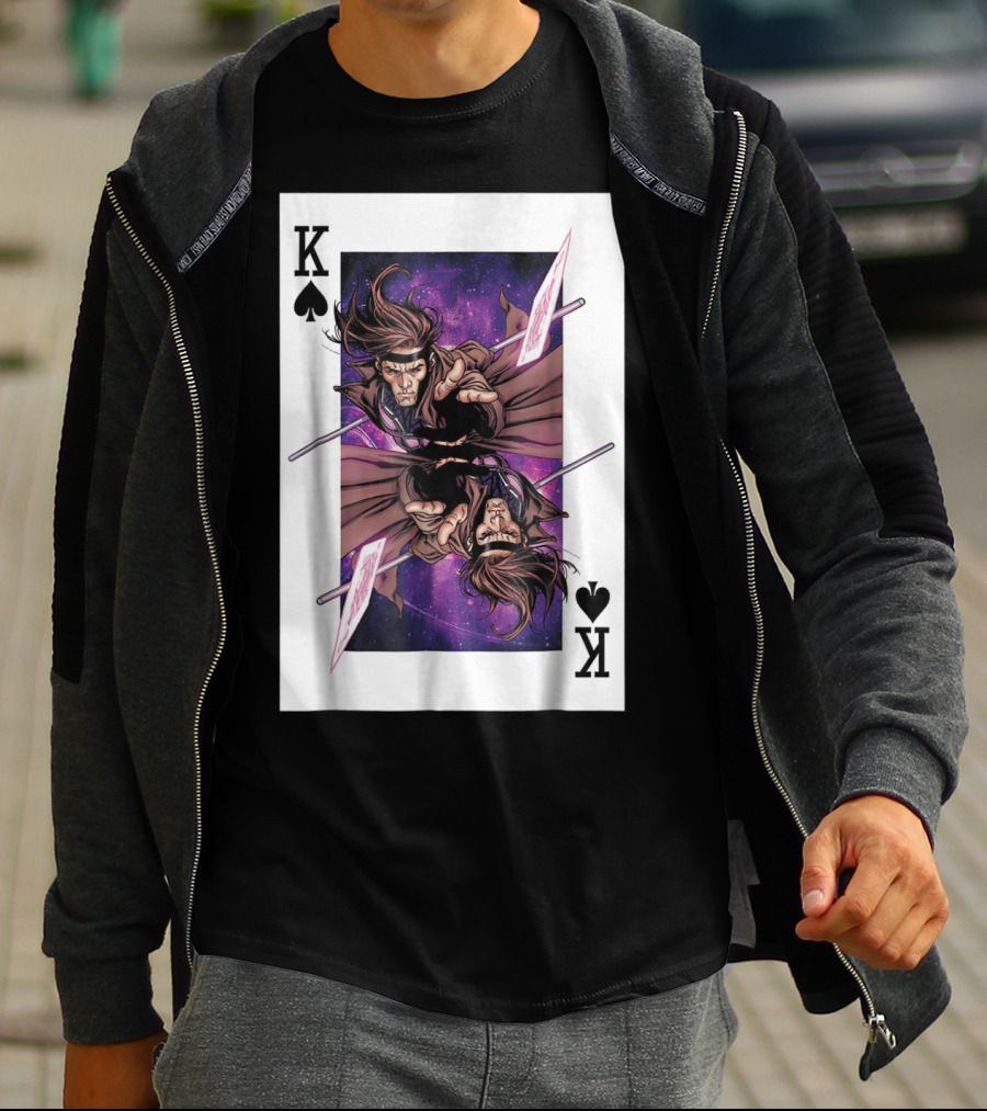 Marvel X Men Gambit King Of Spades Playing Card Character T-Shirt