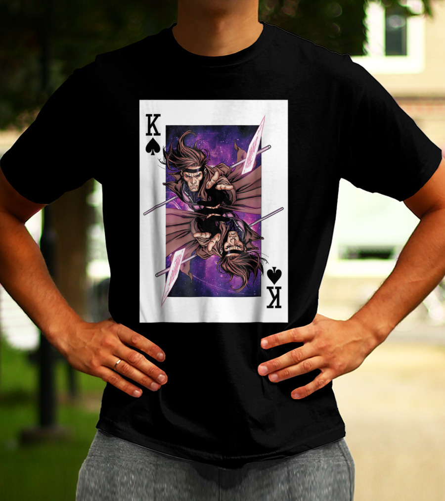 Marvel X Men Gambit King Of Spades Playing Card Character T-Shirt