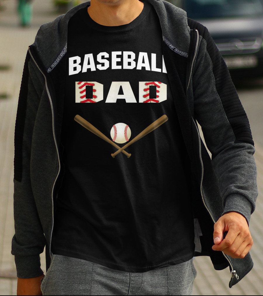 Baseball Dad Best With Crossed Bats And Ball T-Shirt