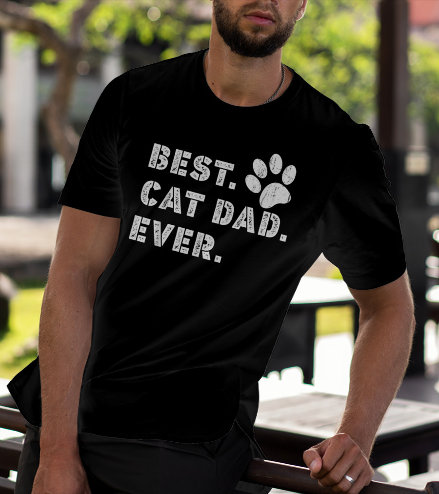 Best Cat Dad Ever Father's Day Mens Paw Prints T-Shirt