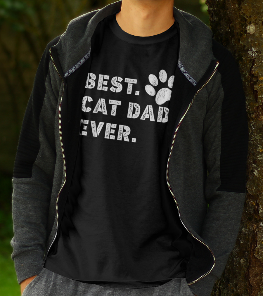 Best Cat Dad Ever Father's Day Mens Paw Prints T-Shirt