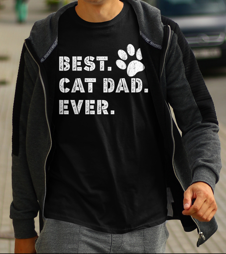 Best Cat Dad Ever Father's Day Mens Paw Prints T-Shirt