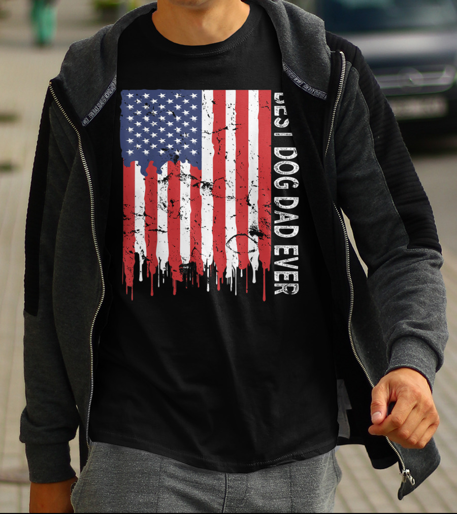 Best Dog Dad Ever American Flag Mens T-Shirt