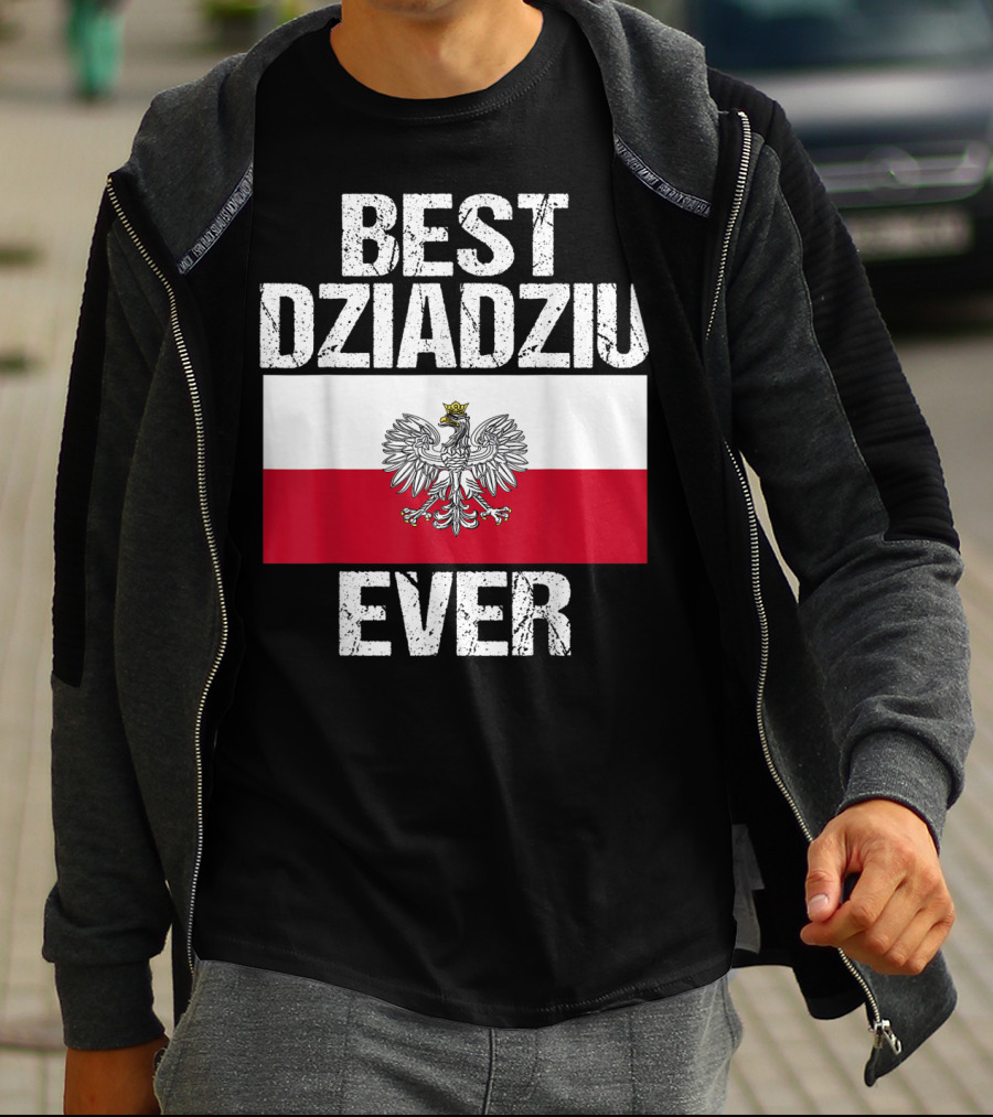 Best Dziadziu Ever Polish Flag With Eagle Emblem T-Shirt