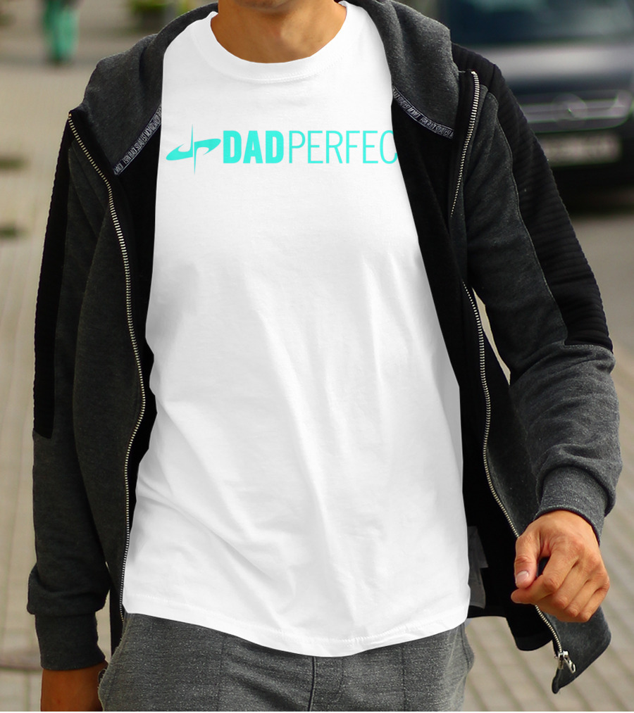 Dad Perfect Teal Color Text Mens Fathers Day T-Shirt
