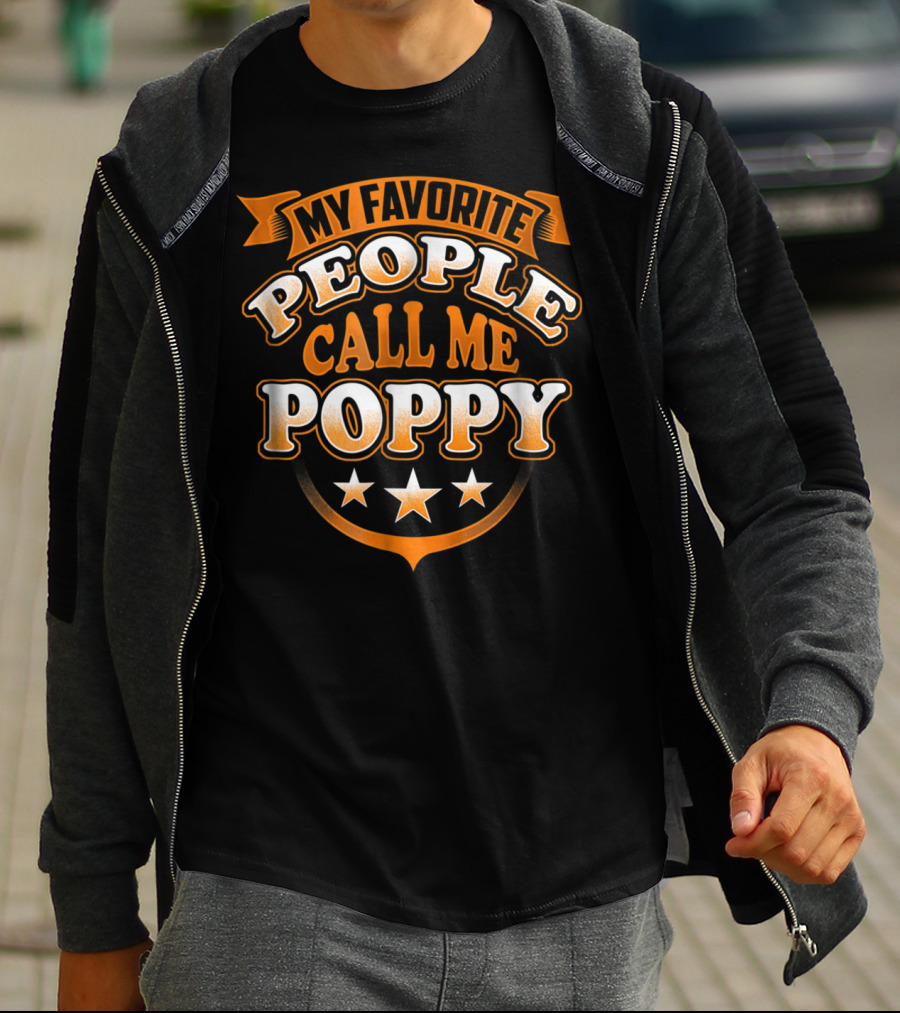 Mens Men's My Favorite People Call Me Poppy Star Banner T-Shirt