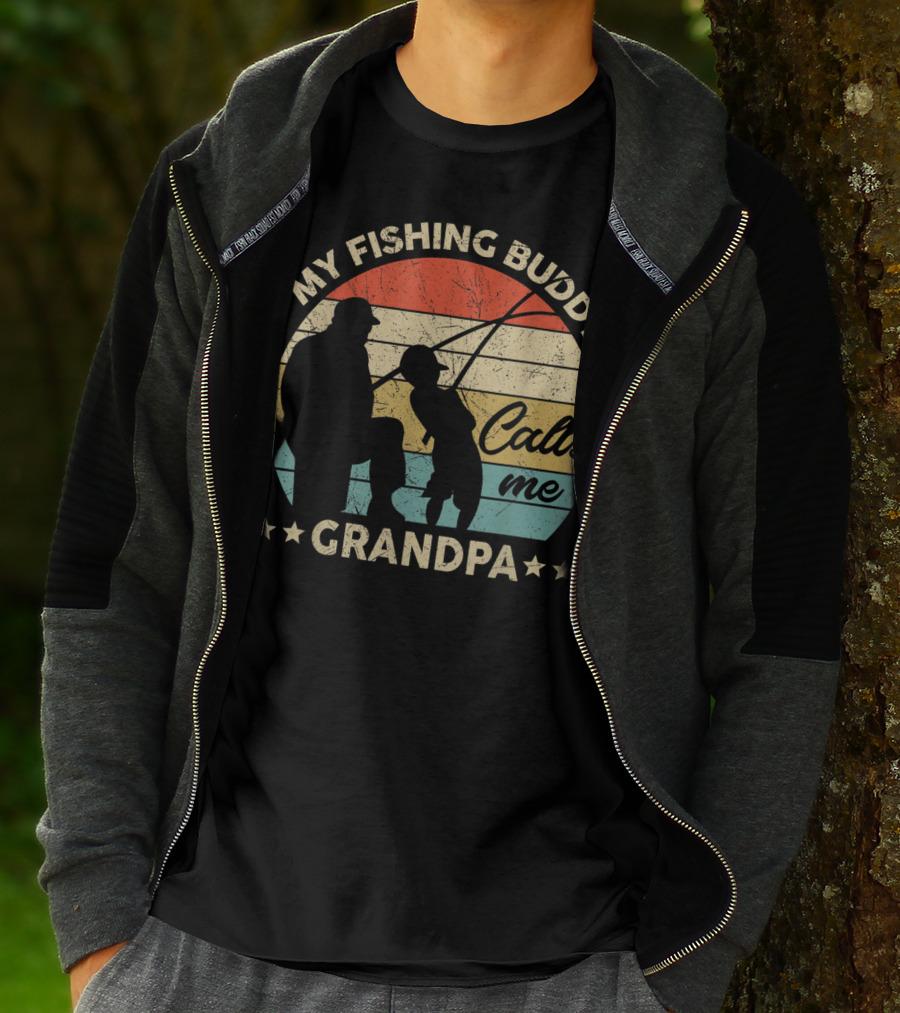 My Fishing Buddy Calls Me Grandpa Retro T-Shirt