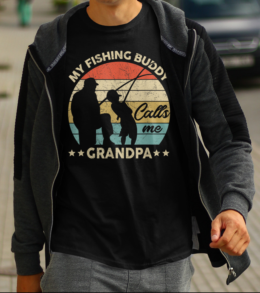 My Fishing Buddy Calls Me Grandpa Retro T-Shirt