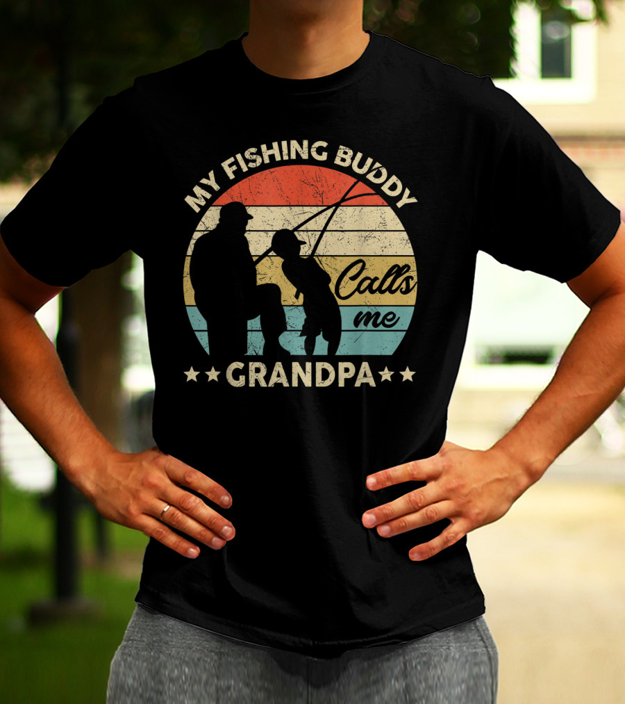 My Fishing Buddy Calls Me Grandpa Retro T-Shirt