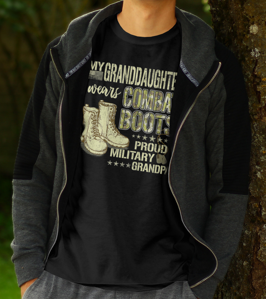My Granddaughter Wears Combat Boots Proud Military Grandpa T-Shirt